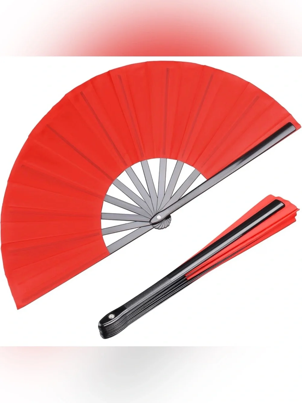 Red Folding Hand Fan - Classic Portable Fan for Events